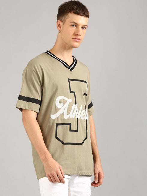 Olive Printed Oversized T-Shirt